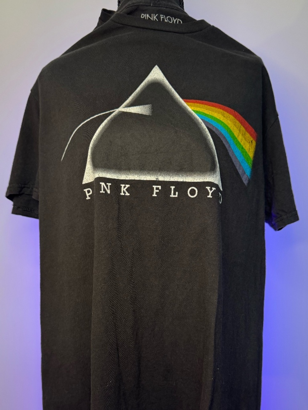 Pink Floyd Prism Graphic Band Tee Black Double Sided Rainbow Shirt L